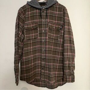 Hawx Workwear Mens Large Flannel Sweatshirt Hoodie Shirt Shacket Skateboarder